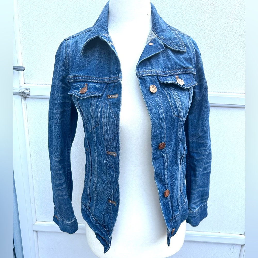 Madewell jean jacket WOMENS trucker jacket blue jean denim XS distressed - Picture 2 of 7